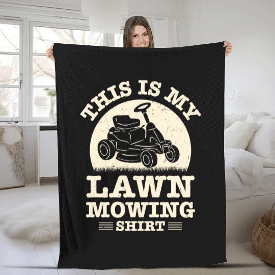 Lawn Mowing Lawn Mower Gardener Gardening Fleece Blankets
