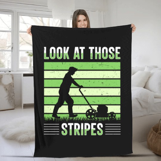 Lawn Mowing Lawn Mower Gardener Gardening Fleece Blankets