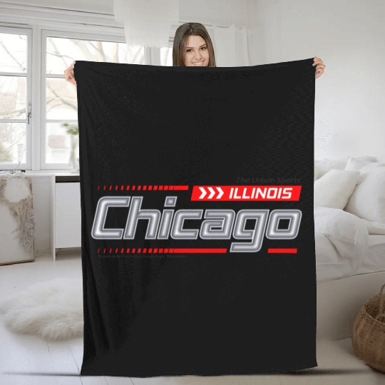 Illinois Chicago city racing typeface Fleece Blankets