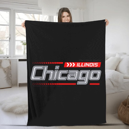 Illinois Chicago city racing typeface Fleece Blankets