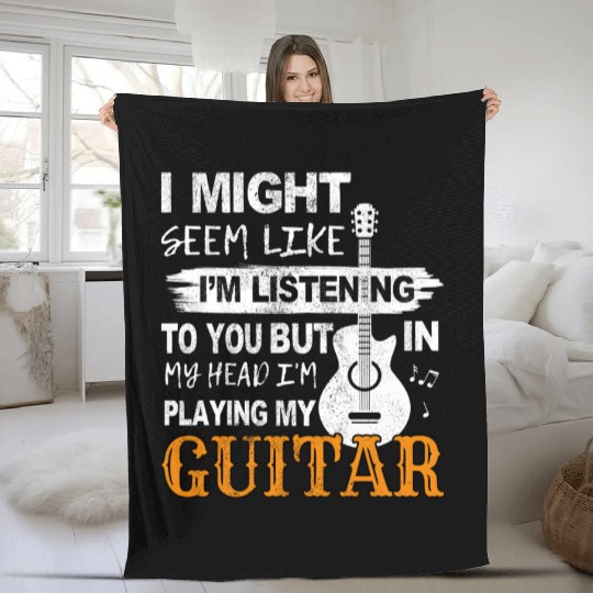 Guitar Player Thinks Only Of His Guitar Guitarist Fleece Blankets
