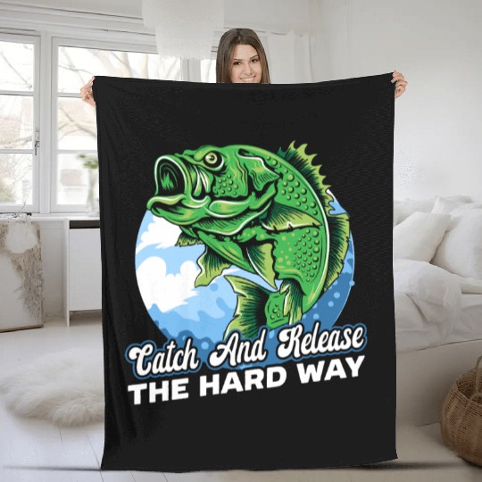 Hand Fishing Fisherman Noodling Lover Fisher Fish Fleece Blankets