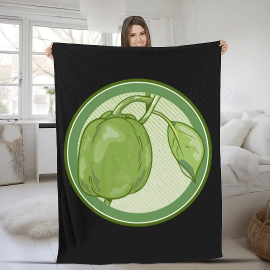 Green Bell Pepper Fleece Blankets