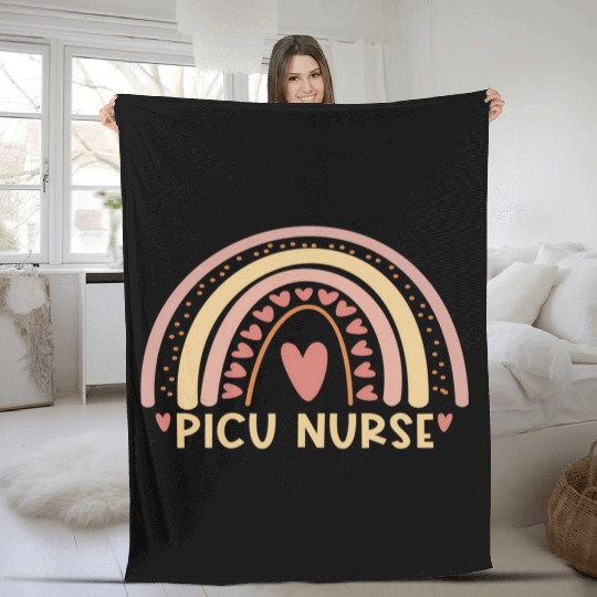 Picu Nurse Boho Rainbow Nursing Student Fleece Blankets