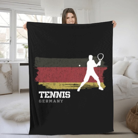 Tennis Germany Flag Team Tennis Player Tennis Fleece Blankets
