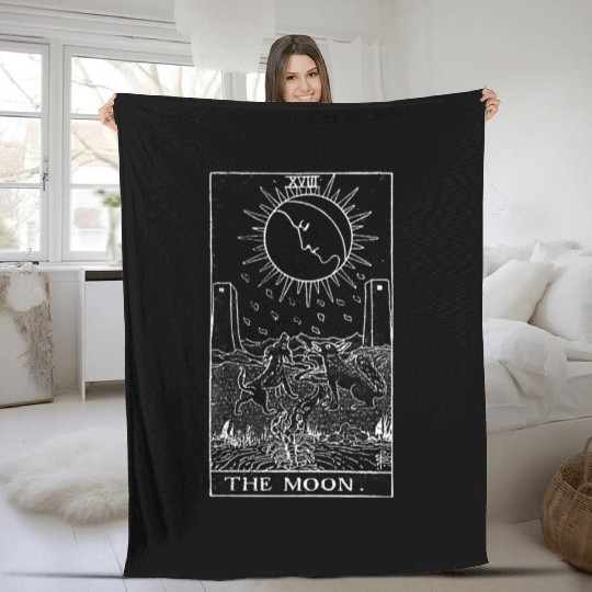 The Moon Tarot Card Fleece Blankets