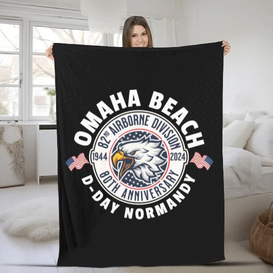 Omaha Beach airborne division 80th anniversary Fleece Blankets