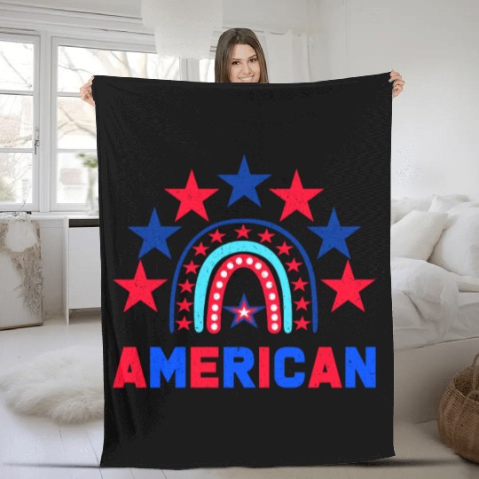 American Independence Day Love America Patriot Fleece Blankets