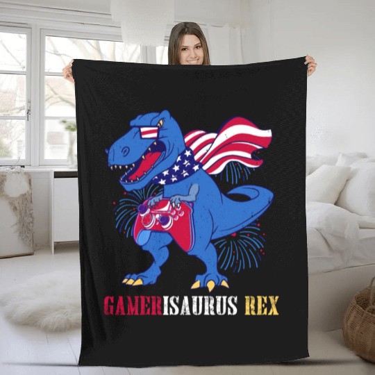 Amerisaurus Rex Independence Day USA Party Fleece Blankets