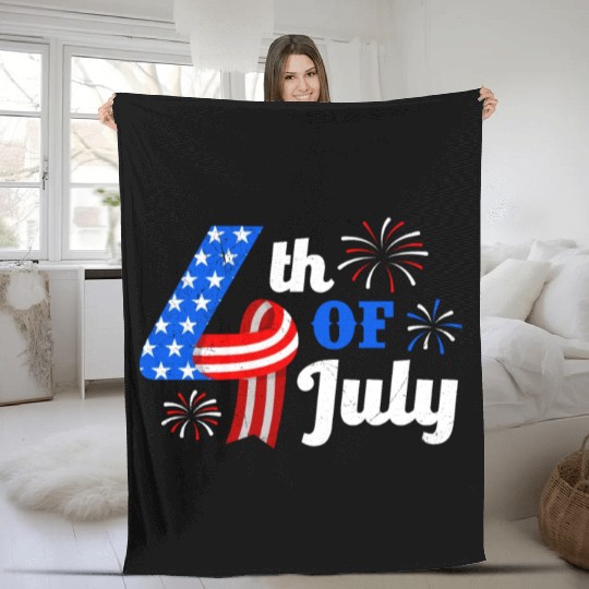 4th July Independence Day Independent America Fleece Blankets