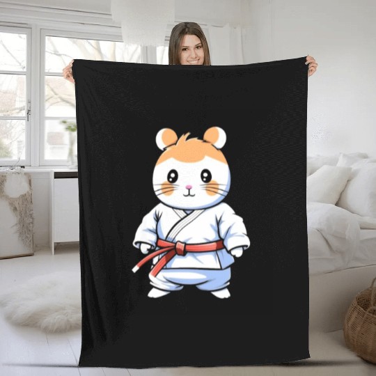 Hamster Taekwondo Martial Arts Fighter MMA Hammy Fleece Blankets