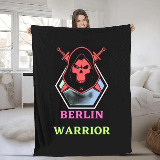 Red Minimalist Berlin Warrior Fleece Blankets