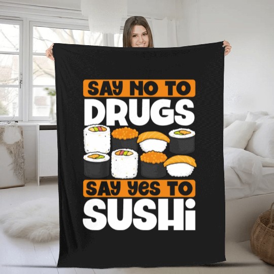 Say Yes To Sushi Fleece Blankets