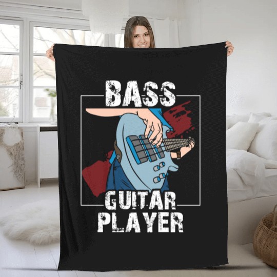 Bass Guitar Player Band Musician Music Fleece Blankets