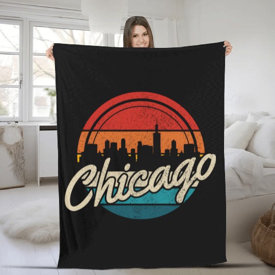 Chicago Skyline Illinois Pride Fleece Blankets