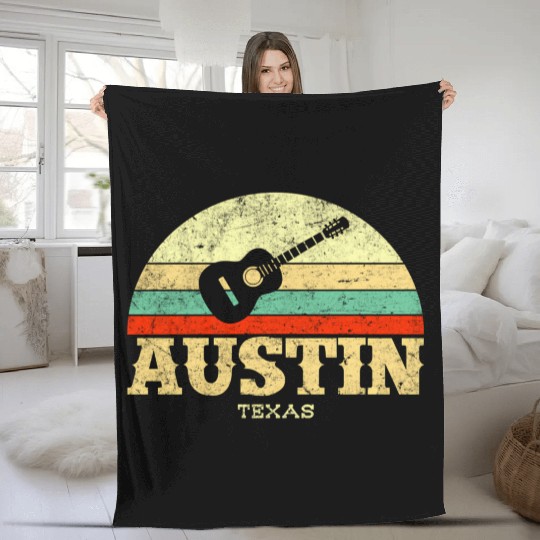 Austin Texas Guitar Lone Star State Fleece Blankets