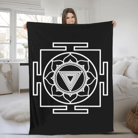 Kali Yantra Symbol Goddess Hindu Hinduism Yoga Fleece Blankets