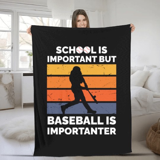 Baseball Lover School Is Important But Baseball Fleece Blankets