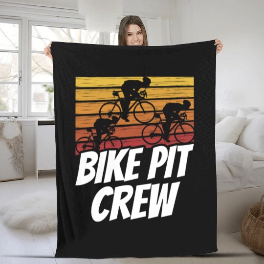 Bike Pit Crew Cycling Bicycle Bike Race Racing Fleece Blankets