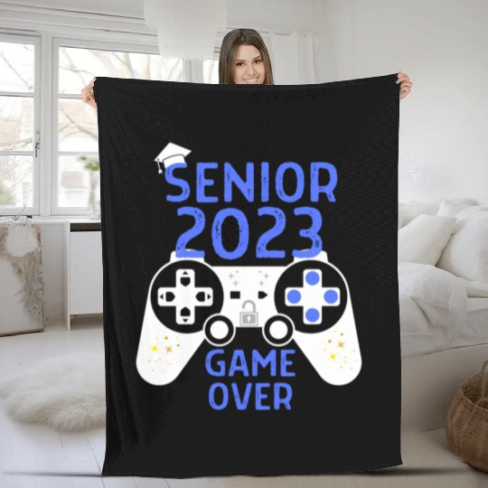 Class Of 2023 Senior Video Game Over School Gamer Fleece Blankets