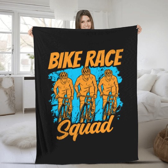 Bike Race Squad Bicycle Racer Racing Cycling Fleece Blankets