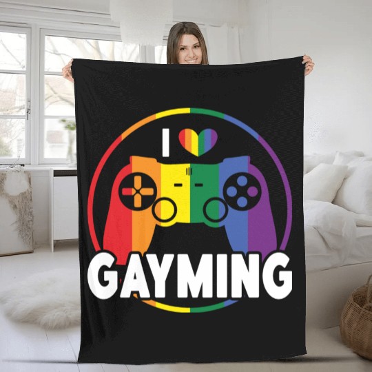 I Love Gayming Gay Pride Lesbian Rainbow Flag Fleece Blankets