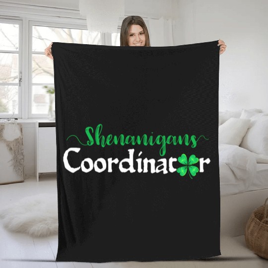 Shenanigans Coordinator Shamrocks St Patricks Day Fleece Blankets