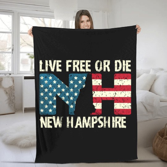 New Hampshire Patriotic Live Free Or Die Product Fleece Blankets