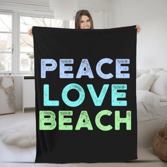 Peace Love Beach Distressed Fleece Blankets