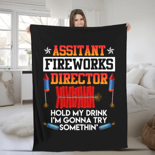 Independence Day Assistant Fireworks Director USA Fleece Blankets