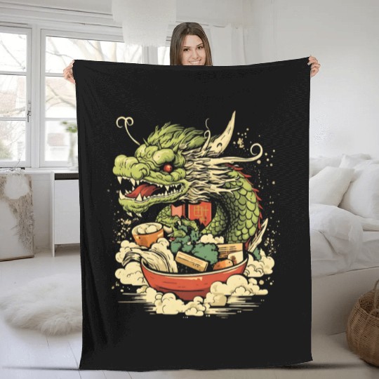 Sushi Dragon Japanesse Kawaii Fleece Blankets
