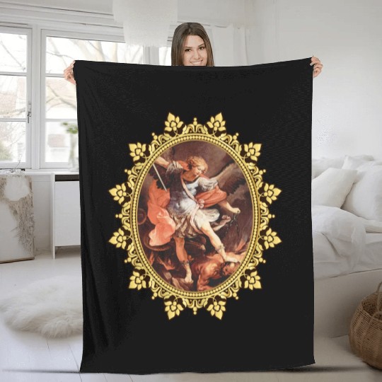 St. Michael the Archangel Icon Dragon Catholic Ang Fleece Blankets