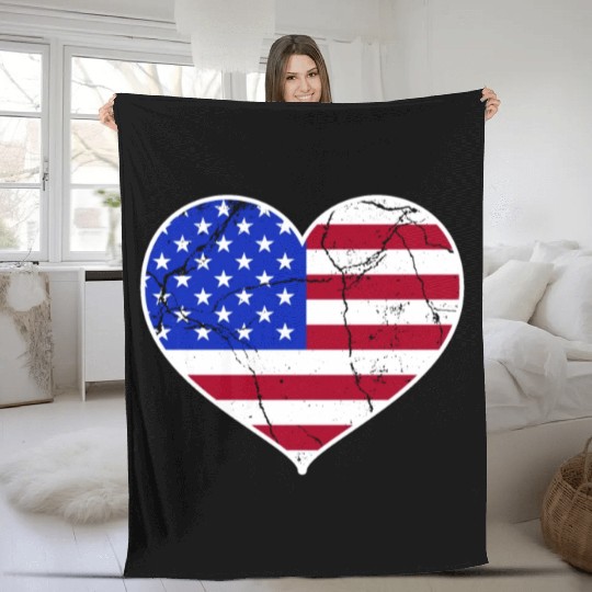 Love America Flag Independence Day USA Patriots Fleece Blankets