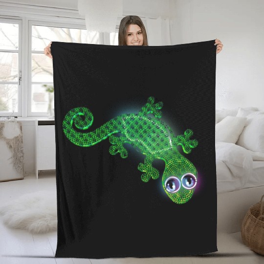 Green lizard Fleece Blankets