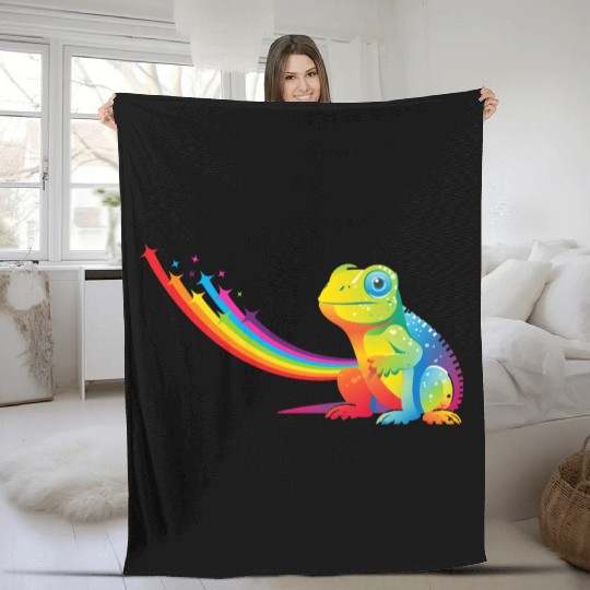Gay Pride Gecko Fleece Blankets
