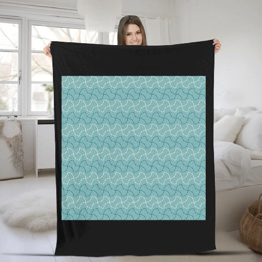Retro Teal Pattern Fleece Blankets