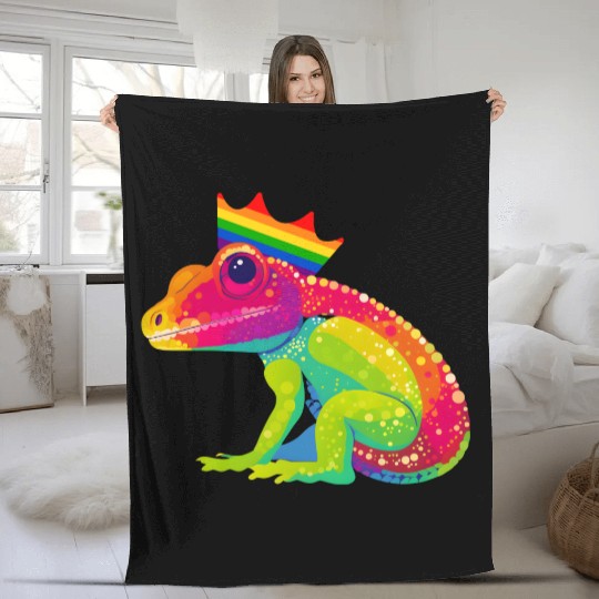 Gay Pride Gecko Fleece Blankets