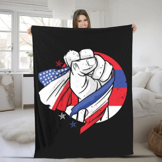 American Pride US Patriots American Fist Loverty Fleece Blankets