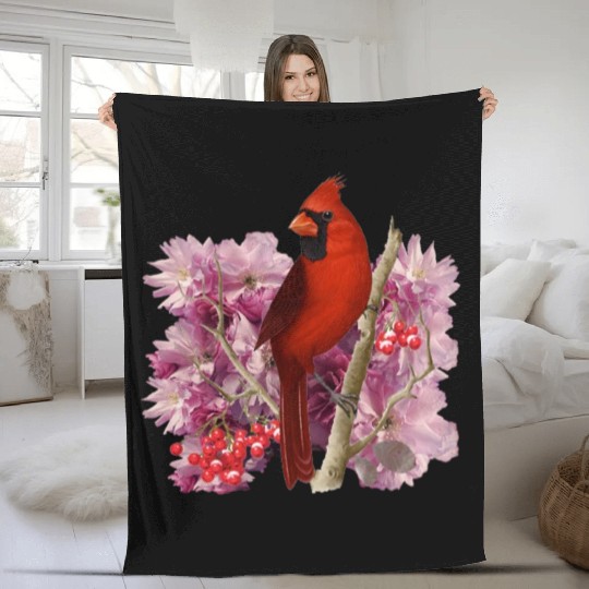 Funny Red Cardinal Bird Ornament Christmas Gifts Fleece Blankets