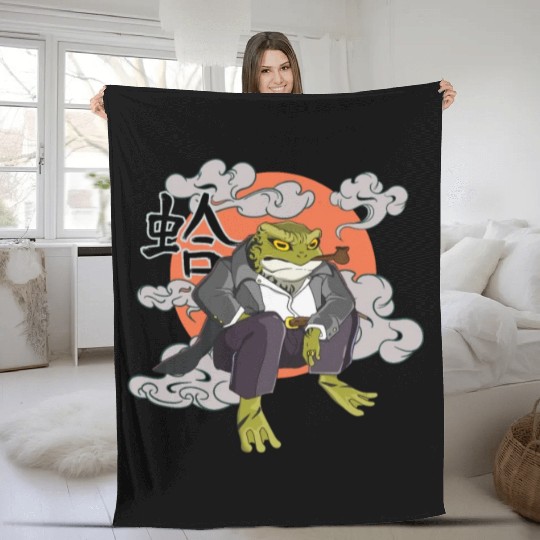Japanese frog in Yakuza gangster costume Fleece Blankets