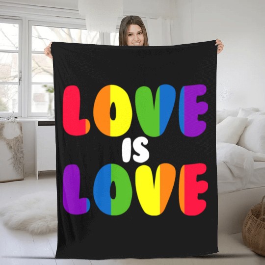 Love Is Love Rainbow LGBTQ Gay Pride Love Is Love Fleece Blankets
