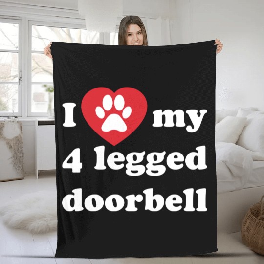 Funny Dog 4 Legged Barking Doorbell Guard Dog Fleece Blankets