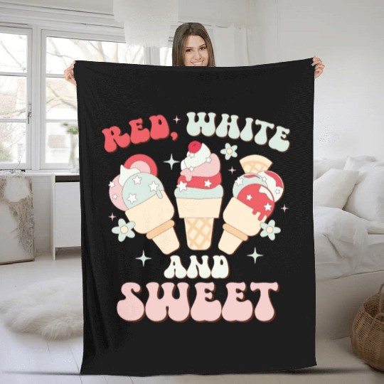 Red, White And Sweet, Independence Day Fleece Blankets