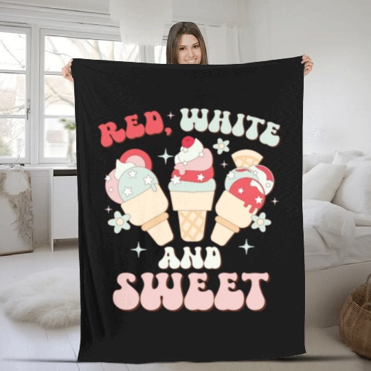 Red, White And Sweet, Independence Day Fleece Blankets