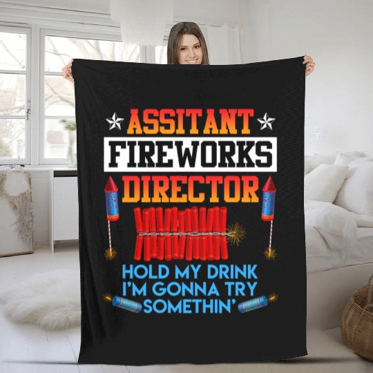 Independence Day Assistant Fireworks Director USA Fleece Blankets