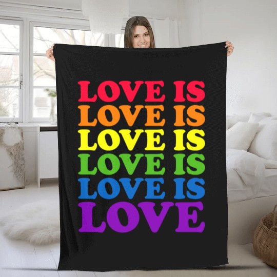 Love Is Love Rainbow LGBTQ Gay Pride Love Is Love Fleece Blankets