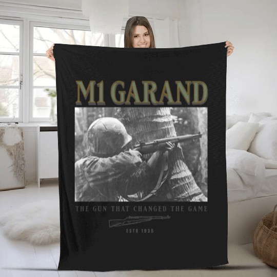 World War 2 Weapon M1 Garand Rifle Fleece Blankets