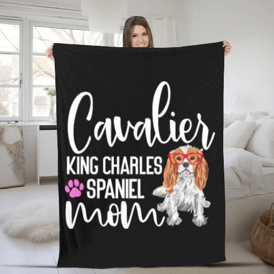 Cavalier King Charles Spaniel Mom Fleece Blankets
