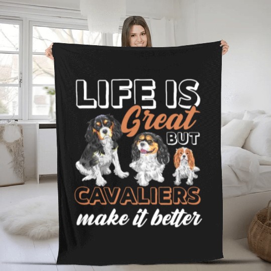 Life Is Great But Cavalier King Charles Spaniel Fleece Blankets