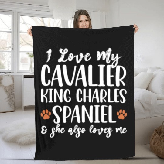 I Love My Cavalier King Charles Spaniel Fleece Blankets